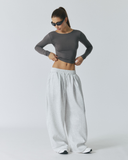 Clover Back Slit Long Tee | Charcoal Gray