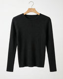 Black Ribbed Long-Sleeve Sweater