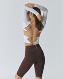 Clover Back Slit Long Tee | White