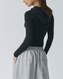 Long Sleeve Hood Bodysuit | Black