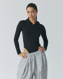 Long Sleeve Hood Bodysuit | Black
