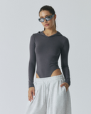 Long Sleeve Hood Bodysuit | Charcoal Gray