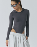 Long Sleeve Hood Bodysuit | Charcoal Gray